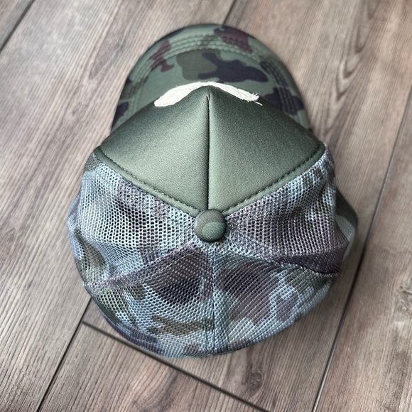 Camouflage Quilted Heart Trucker Hat; Green Camo Handmade Quilt Baseball Hat - Picture 3 of 5
